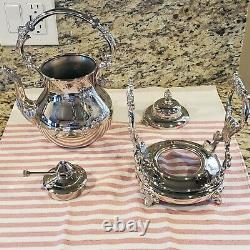 Antique Sheridan Taunton Silver 7-piece Coffee And Tea Set Tray