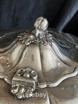 Antique Silver On Copper Large Tea Kettle with stand Very Large Pumpkin shape