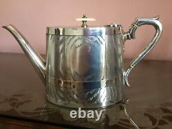 Antique Silver Plate Aesthetic Tea Service. Rare Design, Quality Set. Circa 1873