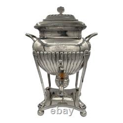Antique Silver Plate Coffee Tea Water Samovar Urn Paw Feet Monogrammed HL