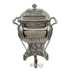 Antique Silver Plate Coffee Tea Water Samovar Urn Paw Feet Monogrammed HL