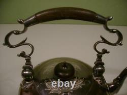 Antique Silver Plate Elkington & Co Tea Pot Kettle No Stand Engraving, Wood Hand