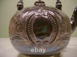 Antique Silver Plate Elkington & Co Tea Pot Kettle No Stand Engraving, Wood Hand