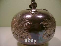 Antique Silver Plate Elkington & Co Tea Pot Kettle No Stand Engraving, Wood Hand