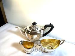 Antique Silver Plate Elkington & Co Tea Set Victorian creamer sugar gold wash