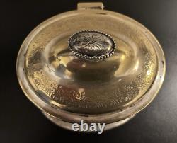 Antique Silver Plate Etched Floral Biscuit Box Barrel Tea Caddy 19th Century