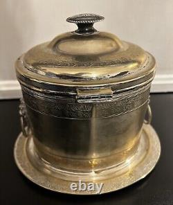 Antique Silver Plate Etched Floral Biscuit Box Barrel Tea Caddy 19th Century