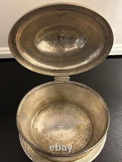 Antique Silver Plate Etched Floral Biscuit Box Barrel Tea Caddy 19th Century