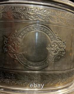 Antique Silver Plate Etched Floral Biscuit Box Barrel Tea Caddy 19th Century