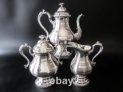 Antique Silver Plate German Silver Tea Set Flower Finial