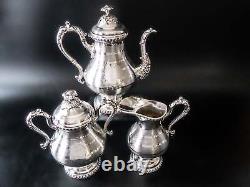 Antique Silver Plate German Silver Tea Set Flower Finial