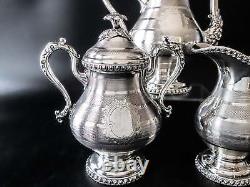 Antique Silver Plate German Silver Tea Set Flower Finial