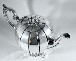 Antique Silver Plate Melon Tea Pot