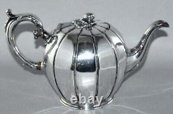 Antique Silver Plate Melon Tea Pot