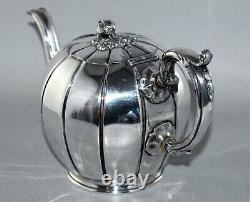 Antique Silver Plate Melon Tea Pot