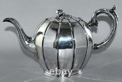 Antique Silver Plate Melon Tea Pot