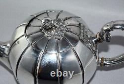 Antique Silver Plate Melon Tea Pot