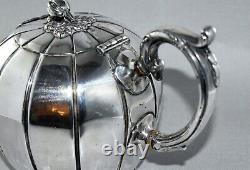 Antique Silver Plate Melon Tea Pot