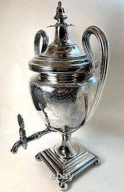 Antique Silver Plate Samovar Hot Water Coffee Tea Urn Victorian Edwardian EUC