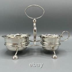 Antique Silver Plate Sugar Bowl Cream Jug on Stand Tea Set Art Deco c1930 Yeoman