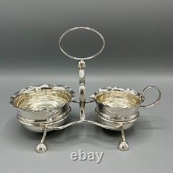 Antique Silver Plate Sugar Bowl Cream Jug on Stand Tea Set Art Deco c1930 Yeoman