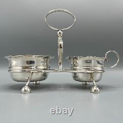 Antique Silver Plate Sugar Bowl Cream Jug on Stand Tea Set Art Deco c1930 Yeoman
