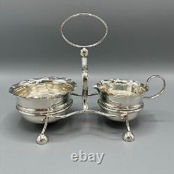 Antique Silver Plate Sugar Bowl Cream Jug on Stand Tea Set Art Deco c1930 Yeoman