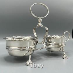Antique Silver Plate Sugar Bowl Cream Jug on Stand Tea Set Art Deco c1930 Yeoman