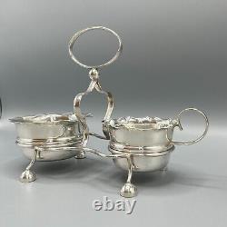 Antique Silver Plate Sugar Bowl Cream Jug on Stand Tea Set Art Deco c1930 Yeoman