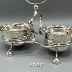 Antique Silver Plate Sugar Bowl Cream Jug on Stand Tea Set Art Deco c1930 Yeoman