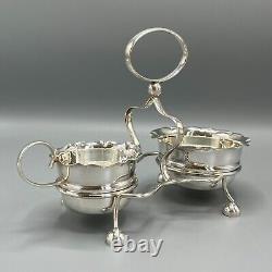 Antique Silver Plate Sugar Bowl Cream Jug on Stand Tea Set Art Deco c1930 Yeoman