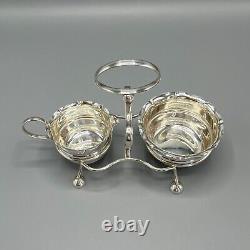 Antique Silver Plate Sugar Bowl Cream Jug on Stand Tea Set Art Deco c1930 Yeoman