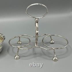 Antique Silver Plate Sugar Bowl Cream Jug on Stand Tea Set Art Deco c1930 Yeoman