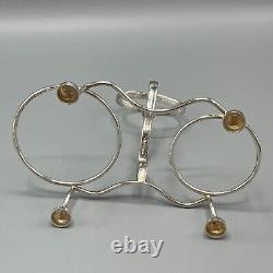 Antique Silver Plate Sugar Bowl Cream Jug on Stand Tea Set Art Deco c1930 Yeoman