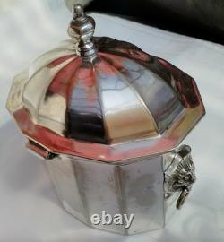 Antique Silver Plate Tea Caddy Biscuit Barrel From Claridge Hotel