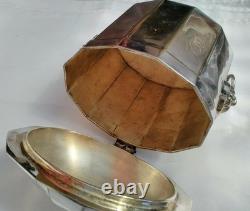 Antique Silver Plate Tea Caddy Biscuit Barrel From Claridge Hotel