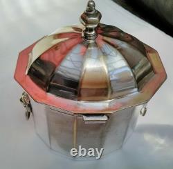 Antique Silver Plate Tea Caddy Biscuit Barrel From Claridge Hotel