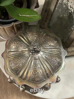 Antique Silver Plate Tea Caddy Ornately decorated Repousse Roses