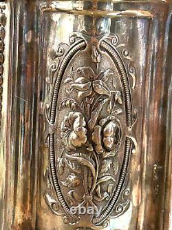Antique Silver Plate Tea Caddy Ornately decorated Repousse Roses