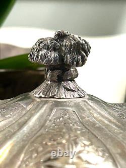 Antique Silver Plate Tea Caddy Ornately decorated Repousse Roses