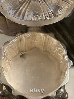 Antique Silver Plate Tea Caddy Ornately decorated Repousse Roses
