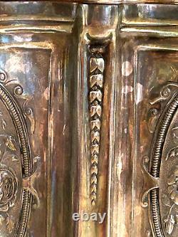 Antique Silver Plate Tea Caddy Ornately decorated Repousse Roses