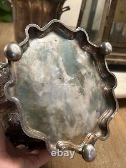 Antique Silver Plate Tea Caddy Ornately decorated Repousse Roses