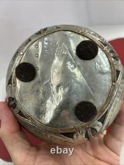 Antique Silver Plate Tea Caddy Wood Covered With Silver  Hammered Thin Foil