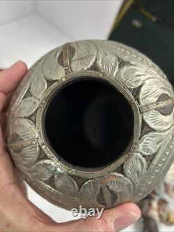 Antique Silver Plate Tea Caddy Wood Covered With Silver  Hammered Thin Foil