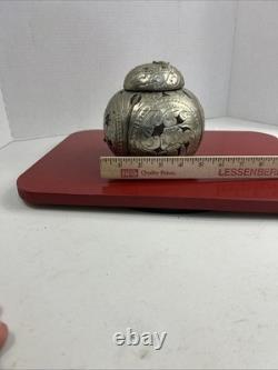 Antique Silver Plate Tea Caddy Wood Covered With Silver  Hammered Thin Foil