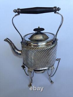 Antique Silver Plate Tea Pot with Detachable Heating Burner