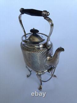 Antique Silver Plate Tea Pot with Detachable Heating Burner