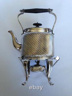 Antique Silver Plate Tea Pot with Detachable Heating Burner