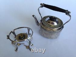 Antique Silver Plate Tea Pot with Detachable Heating Burner